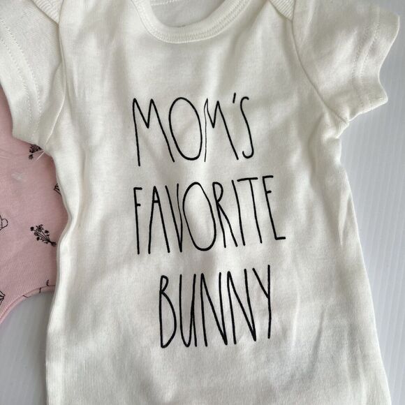 NEW Rae Dunn Baby Outfit Bodysuit Headband Pants 3-6 Months 3 Pc Easter Bunny - Picture 2 of 6
